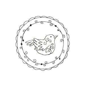 Bird Wreath Floral Embroidery Pattern Woodland Animal Digital Downloadable 0045