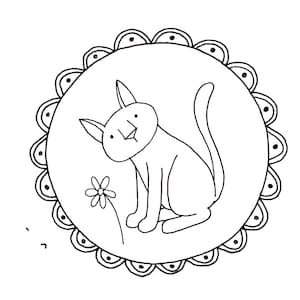 Cat Embroidery Pattern Kitty Digital Downloadable PDF Hand Embroidery 0108 image 1