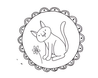 Cat Embroidery Pattern Kitty Digital Downloadable PDF Hand Embroidery 0108