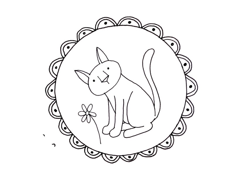 Cat Embroidery Pattern Kitty Digital Downloadable PDF Hand Embroidery 0108 image 1