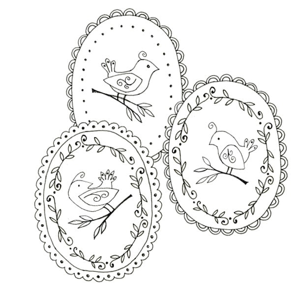 Bird Embroidery Pattern Set, 3 Bird patterns,  Woodland Animal Printable Digital Downloadable 0037