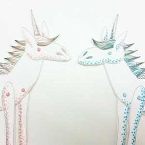 Unicorn Animal Paper Dolls Puppets Patterns, Articulated Mechanical Animals, Printable Animal Digital Downloadable 0095