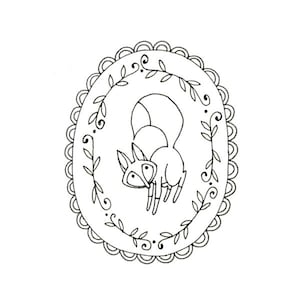 Fox Embroidery Pattern Printable Woodland Animal Digital Downloadable 0069