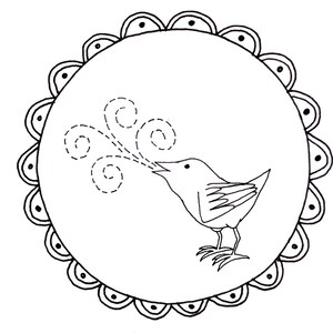 Bird Embroidery Pattern Woodland Animal Digital Downloadable 0107