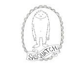 BigFoot Sasquatch Yeti Cryptozoology Cryptid Download Printable Embroidery Pattern Digital Downloadable Hand Embroidery 0046