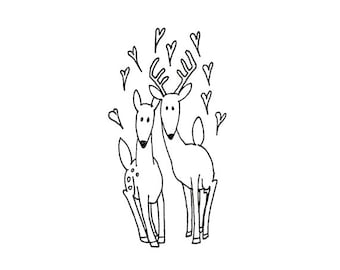 Deer Hand Embroidery Pattern Valentine's Printable Woodland Animal Digital Downloadable Download 0026