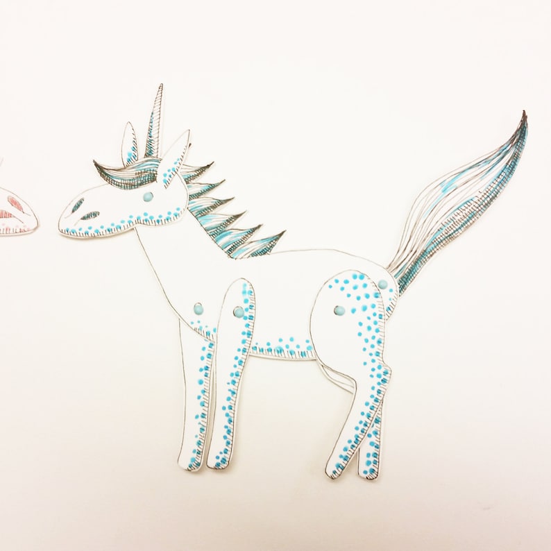 unicorn animal paper dolls puppets patterns articulated etsy