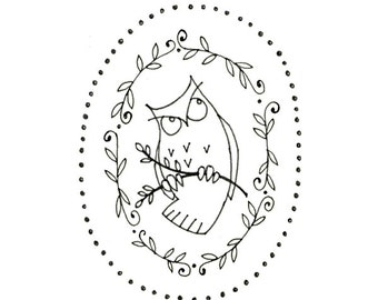 Owl Printable Embroidery Pattern Woodland Critter Digital Downloadable 0068