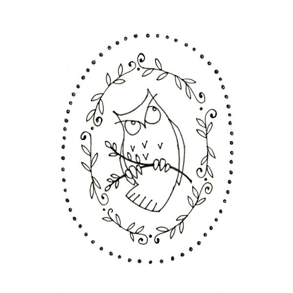 Owl Printable Embroidery Pattern Woodland Critter Digital Downloadable 0068