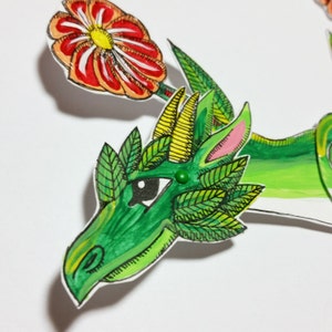 Flower Dragon Animal Paper Dolls Puppets Patterns, Articulated Mechanical Animals, Printable Animal Digital Downloadable 0093