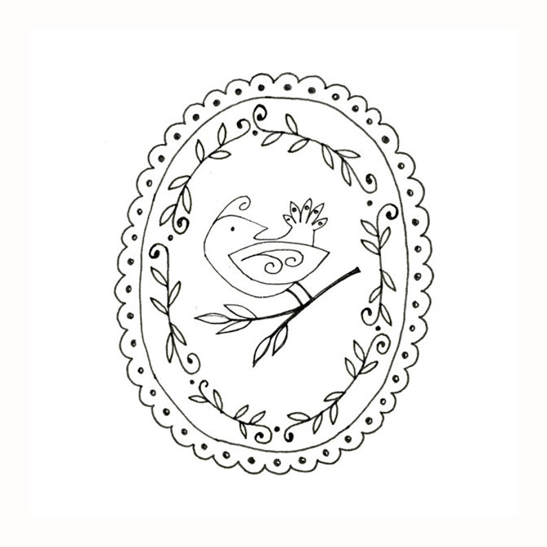 Bird Embroidery Pattern Woodland Animal Digital Downloadable 0055 image 1