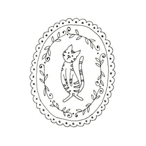 Cat Embroidery Pattern Kitty Digital Downloadable 0024