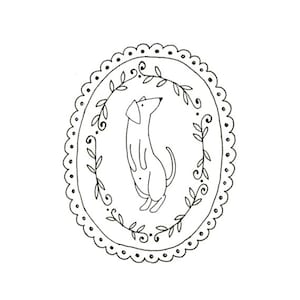 Patrón de perro salchicha bordado a mano, salchicha imprimible, descargable digitalmente 0079