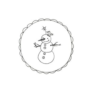 Christmas Snowman with Bird Embroidery Pattern Digital Downloadable PDF Scalloped Frame 0022