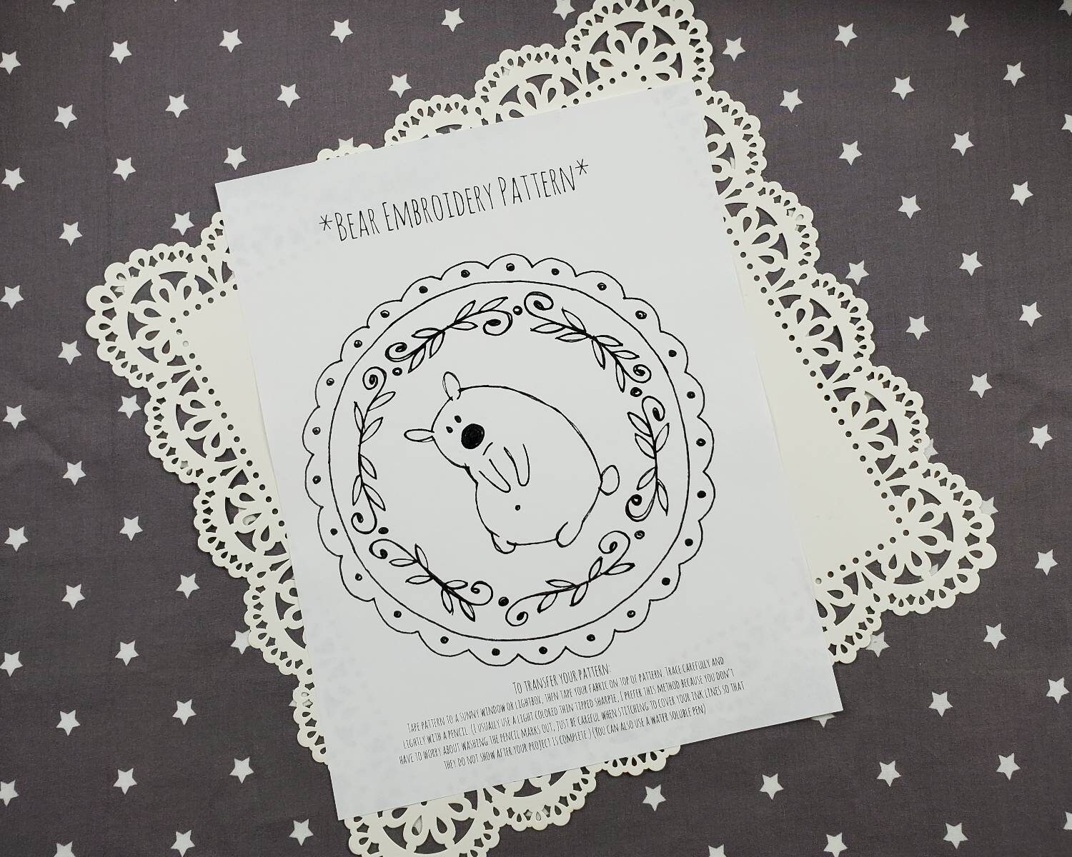 Hand Embroidery Bear Digital Downloadable Pattern Teddy Bear Pdf 0009