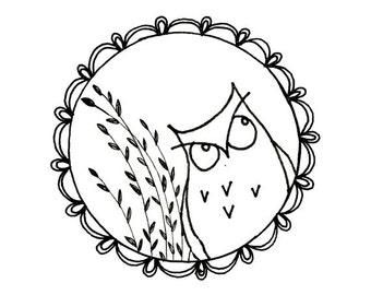 Owl Printable Embroidery Pattern Woodland Critter Digital Downloadable  0065