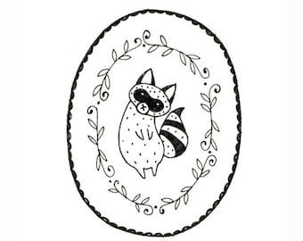 Raccoon Embroidery Pattern PDF Digital Downloadable 0001