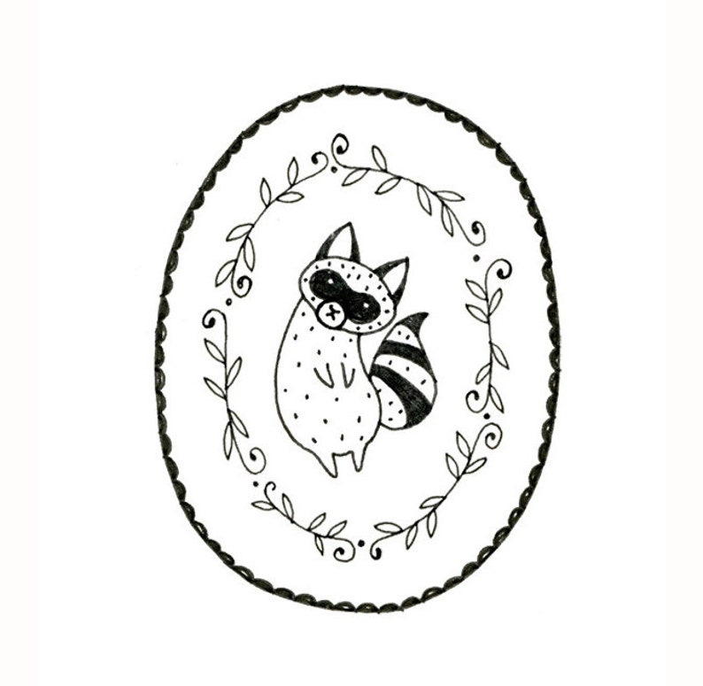 Raccoon Embroidery Pattern PDF Digital Downloadable 0001 image 1