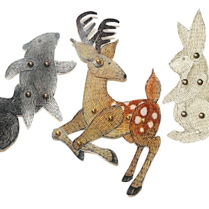 Woodland Animal Paper Dolls Deer Rabbit Squirrel Puppets Patterns Articulated Mechanical Animals, Printable Animal Digital Downloadable 0083 image 1