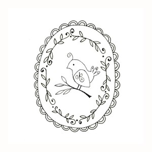 Bird Embroidery Pattern Woodland Animal Printable Digital Downloadable 0054