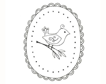 Bird Embroidery Pattern Woodland Animal Digital Downloadable PDF Hand Embroidery 0004