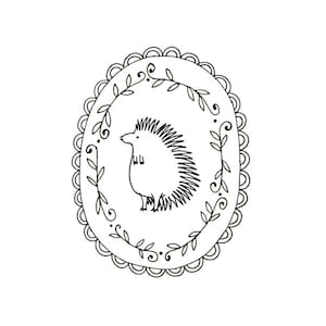 Hedgehog Embroidery Pattern Printable Woodland Animal Digital Downloadable Hand Embroidery PDF 0027