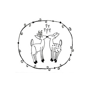 Deer Hand Embroidery Pattern Valentine's Printable Woodland Animal Digital Downloadable Download 0061