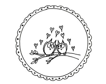 Owl Hand Embroidery Pattern Valentine's Printable Woodland Animal Digital Downloadable Download 0013