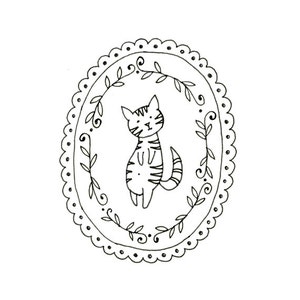 Cat Embroidery Pattern Kitty Digital Downloadable 0006