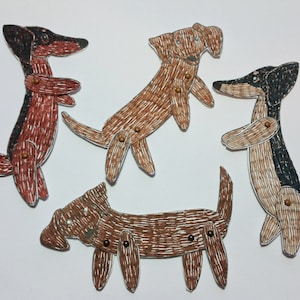 Dachshund Wiener Dog Animal Paper Dolls Puppets Patterns Articulated Mechanical Animals Printable Animal Digital Downloadable Dogs 0099