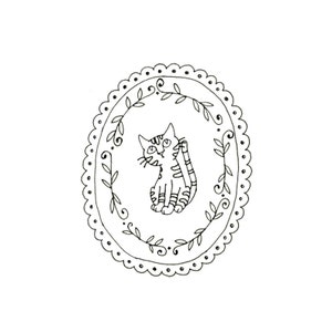 Cat Embroidery Pattern Kitty Digital Downloadable PDF Hand Embroidery 0089