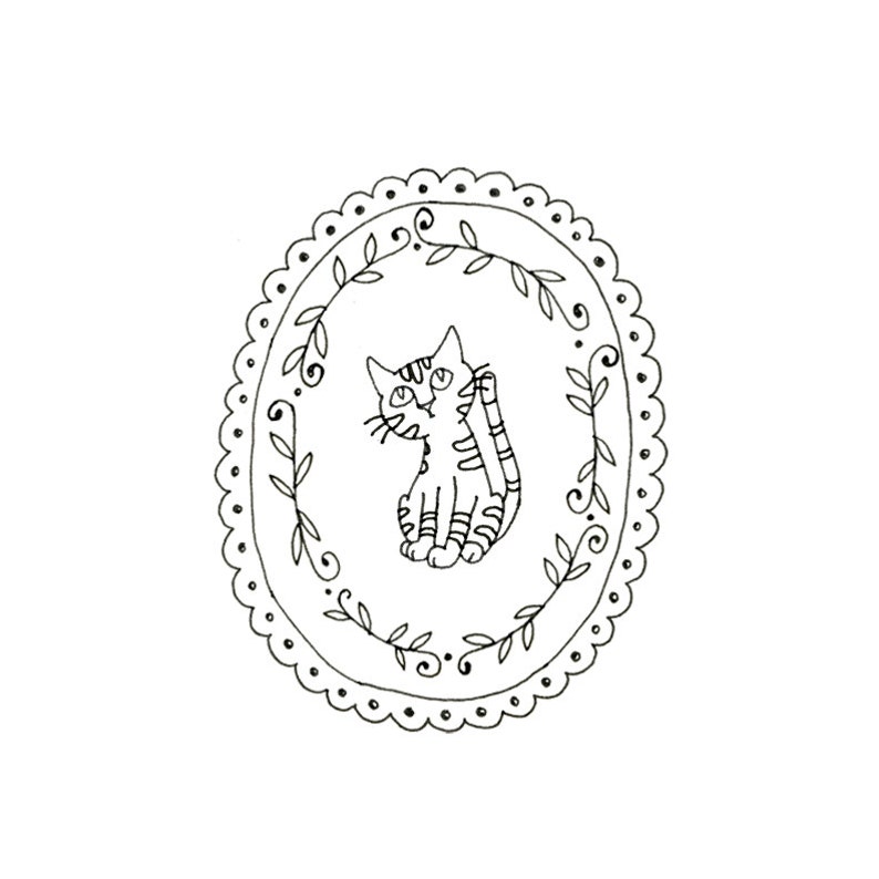Cat Embroidery Pattern Kitty Digital Downloadable PDF Hand Etsy