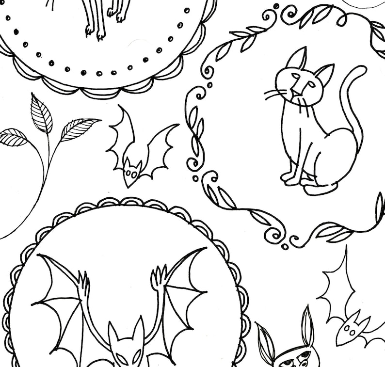 Halloween embroidery patterns printable set of digital  etsy