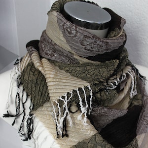 Brown men shawl, beige brown scarf, checkered cotton scarf, Brown Striped, turkish fabric scarf, handmade men scarf, Christmas gifts for men
