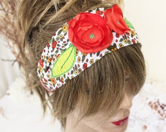 Banda hippie flores, banda de la cabeza de las mujeres, diadema única, cabeza del festival, banda de la chica del tejido turco, diadema hippie, cinta de pelo Boho, regalo de las mujeres