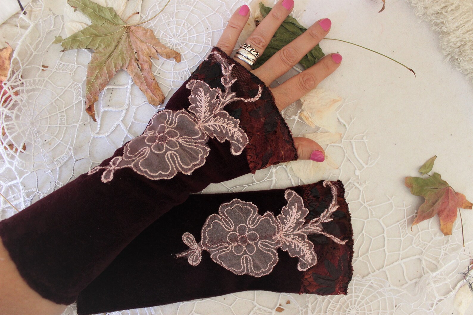 Long Velvet Gaunlet Armwarmers