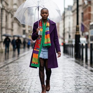 Double-Sided Cotton Flower Scarf, Rainbow Patchwork Scarf