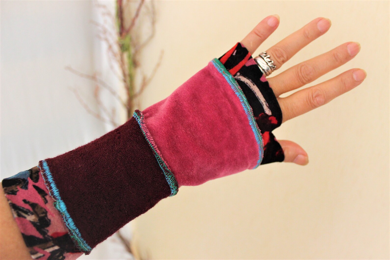 Pink Velvet Gloves Velvet Gloves Velvet Arm Warmers Velvet Etsy