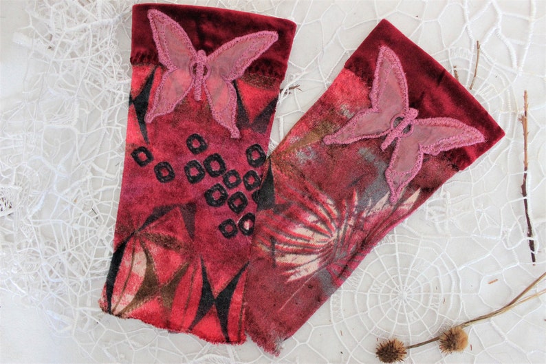 Pink Velvet Arm Warmer Pink Burgundy Women's Fingerless Etsy