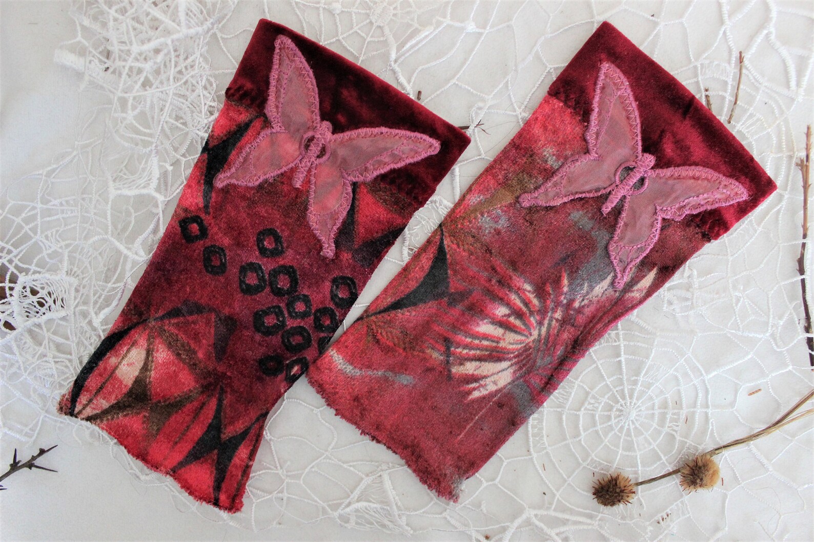 Pink Velvet Arm Warmer Pink Burgundy Women's Fingerless Etsy