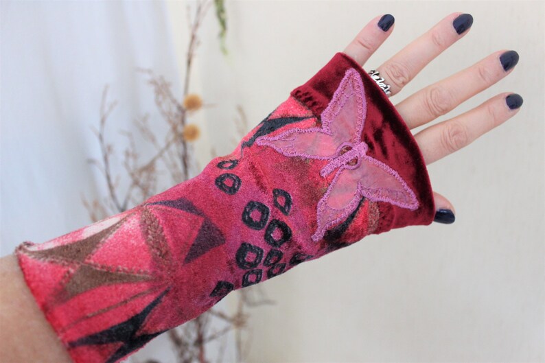 Pink Velvet Arm Warmer Pink Burgundy Women's Fingerless Etsy