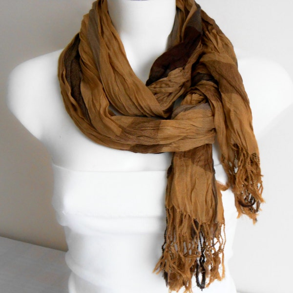 Men's scarf, Striped men's scarf, For men scarves, Men's scarves, Organic flax, Brown scarf, Beige scarf, Male bar pattern scarf, Men gifts