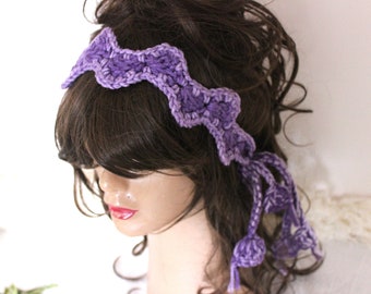 Purple crochet headband, Boho Headbands, Cable Knit Headband, Hippie Hair band, Purple headband, Women's accessories, Christmas gift