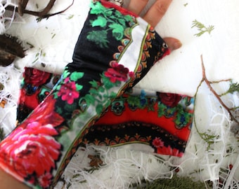 Color velvet gloves, Velvet arm warmers, Red Velvet gloves, Rainbow wrist heaters, Velvet fingerless gloves, Unique women christmas gift