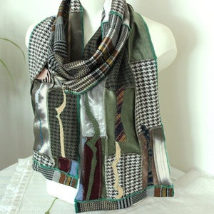 Earth colors men scarf, Extra long, Green brown boho shawl, Men winter scarf, Unique Patchwork, Christmas gift for men, Special gift
