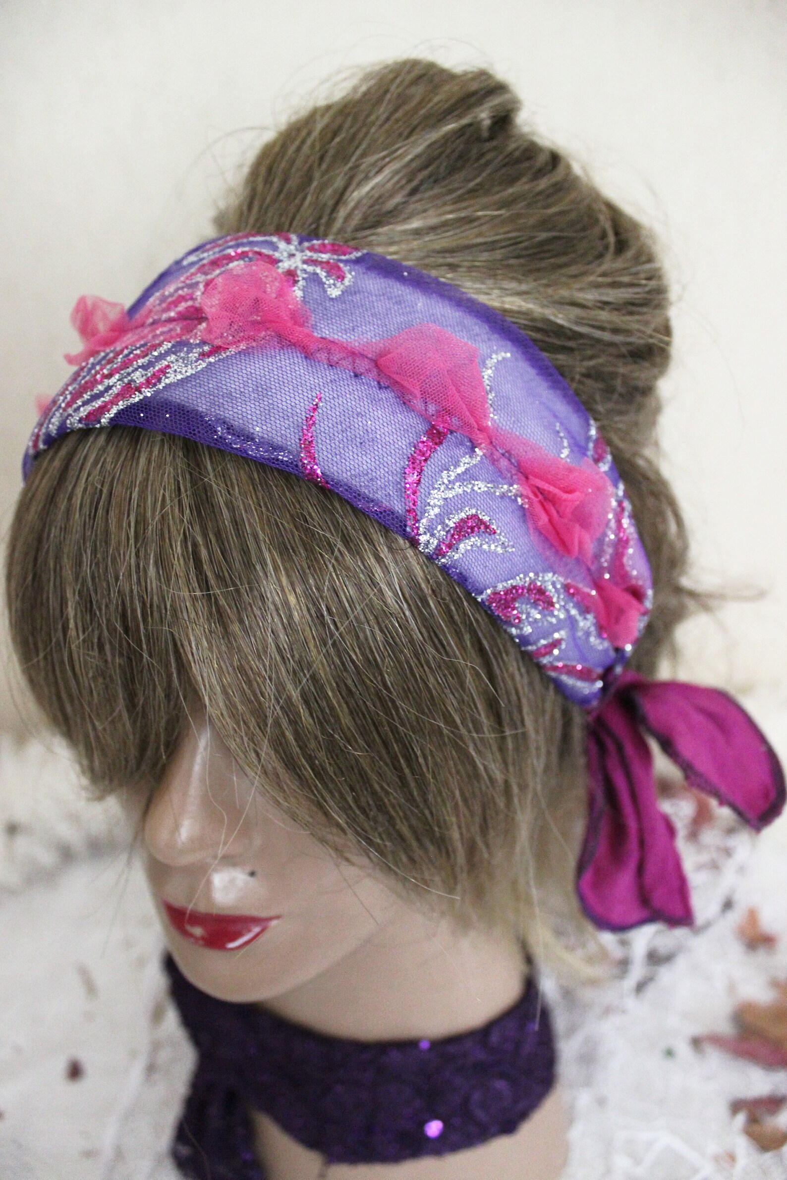 Purple Pink Headband Shiny Lavender Headband Purple Silver Etsy Hong Kong