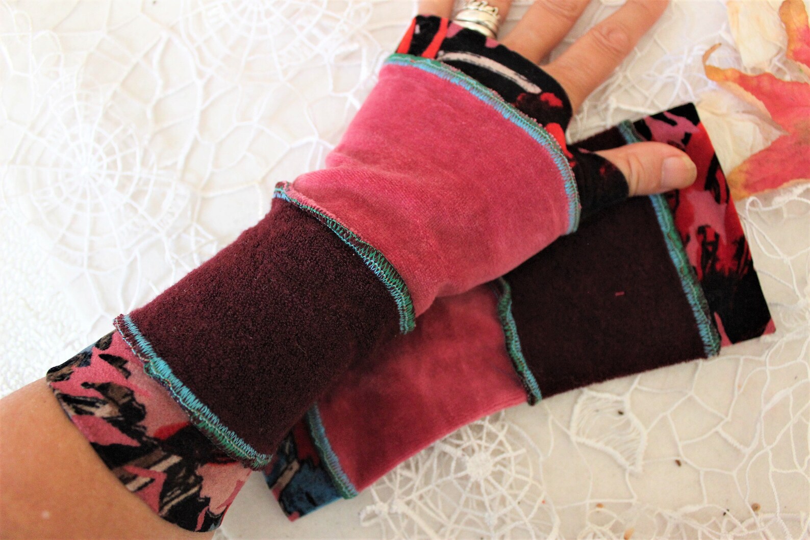 Pink Velvet Gloves Velvet Gloves Velvet Arm Warmers Velvet Etsy
