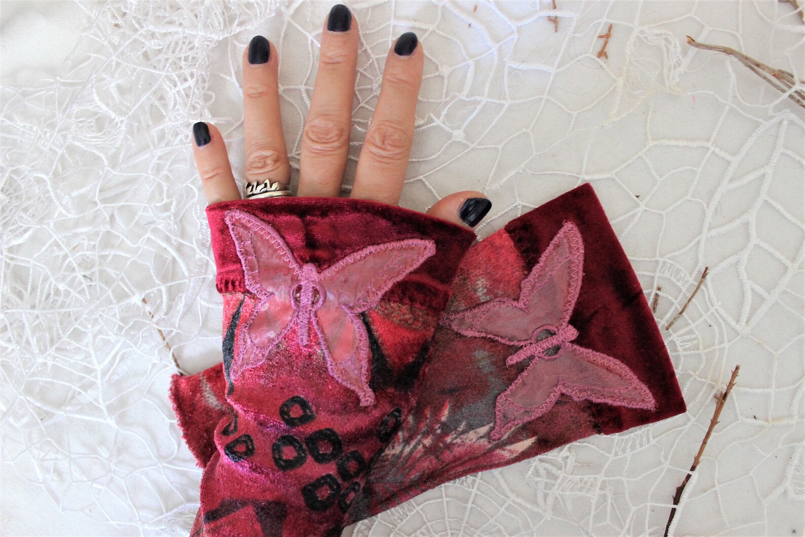 Pink Velvet Arm Warmer Pink Burgundy Women's Fingerless Etsy