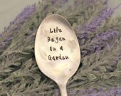 Life Began in a Garden Garden Marker Upcycled Garden Markers Housewarming Gift Garden Decor Garden Gift