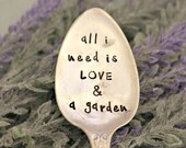 all i need is LOVE a garden Garden Marker Upcycled Garden Markers Housewarming Gift Garden Decor Garden Gift